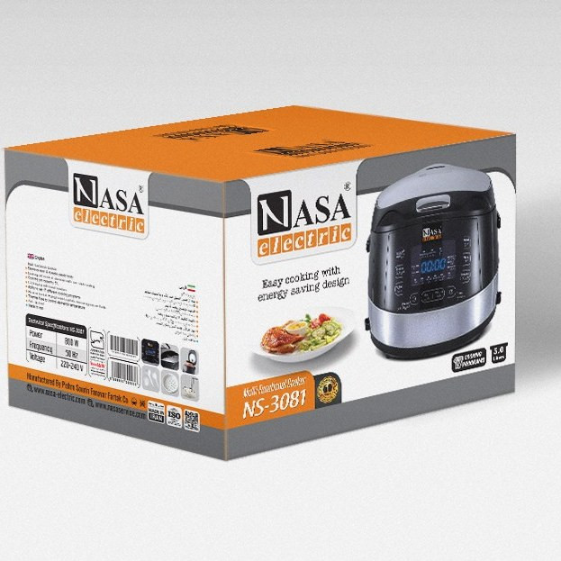 پلوپز چندکاره ناسا الکتریک مدل NS-3081 ظرفیت ۵ لیتر با بدنه استیل ضد زنگ